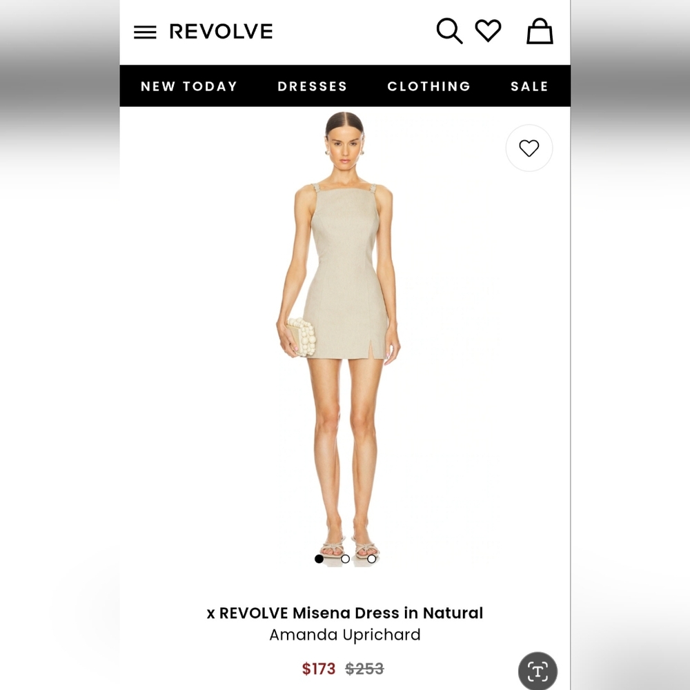 NEW Amanda Uprichard / Revolve Neutral Beige Mini Dress with Buckle Straps SZ L - Picture 2 of 15